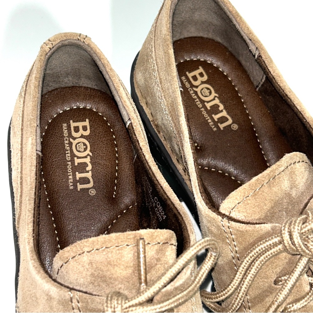 Born Womens Size 6.5 Corby Moc Toe Taupe Suede Lace Up Derby Oxfords Shoes - Picture 6 of 16